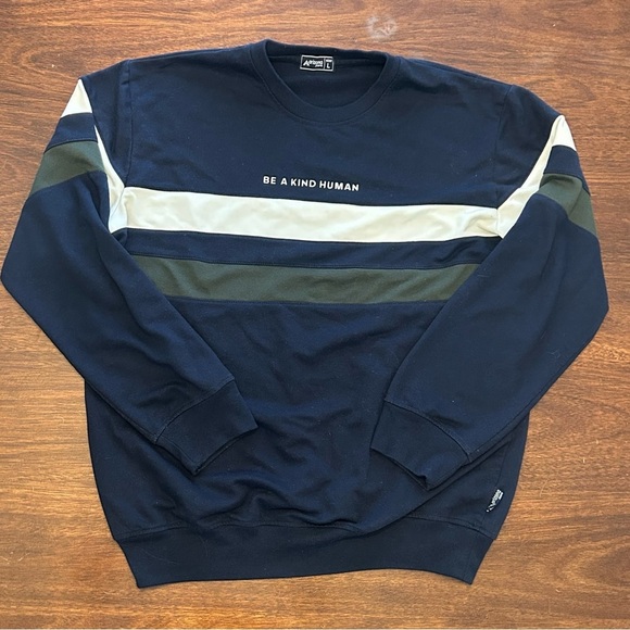 Arizona Jean Company Tops - Arizona Jean Company Navy Pullover with White and Olive Stripes